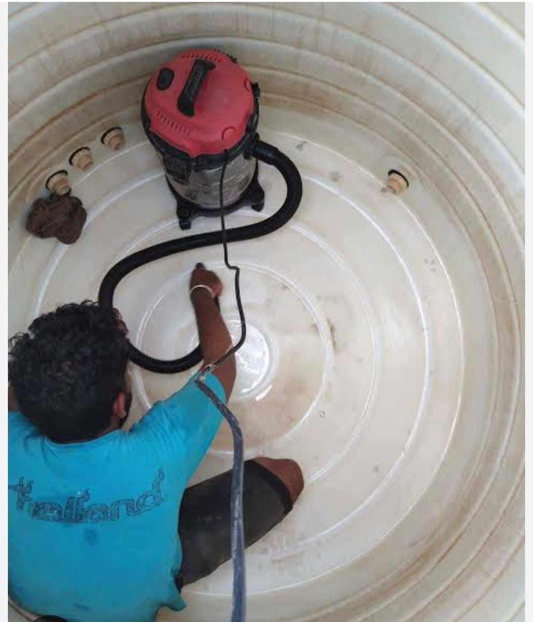 Tank cleaning service in progress